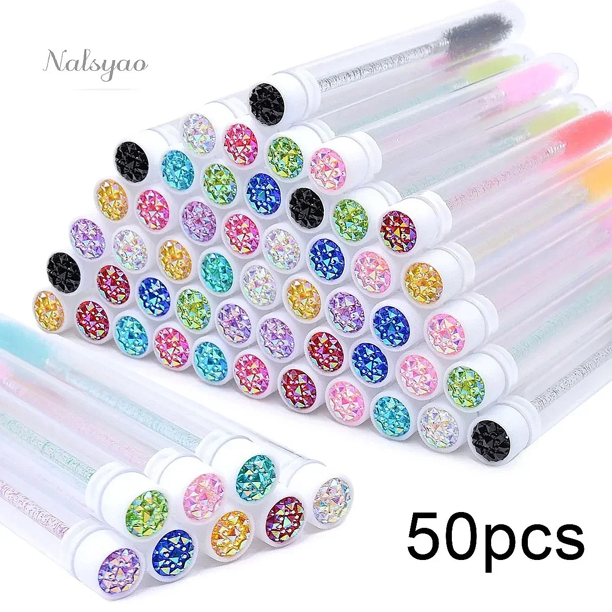 Micro Brush Applicator - 50Pcs Crystal Eyelash Brush Tubes with