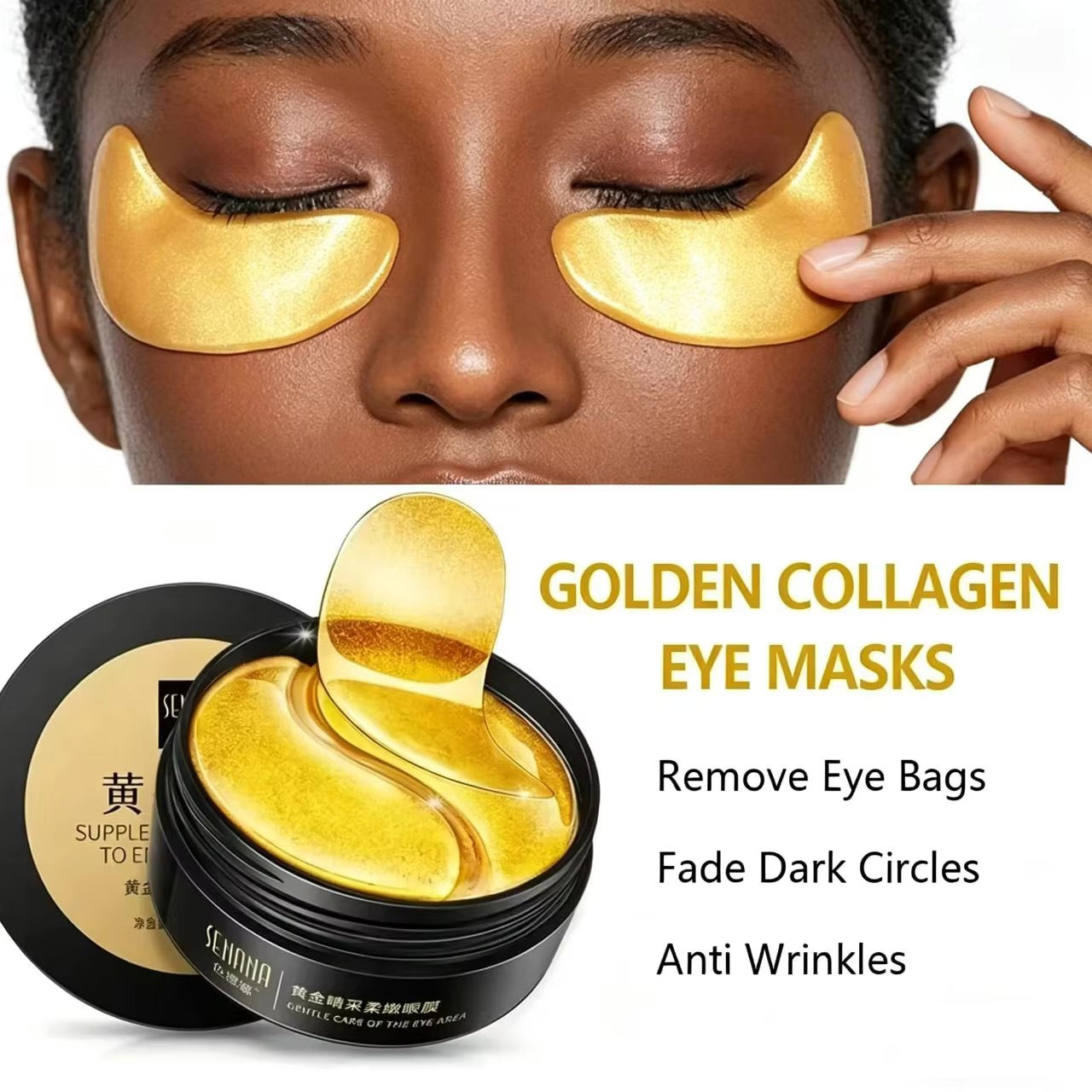 Eye Pad Collagen - 60pcs Golden Moisturizing Eye Mask Relieve