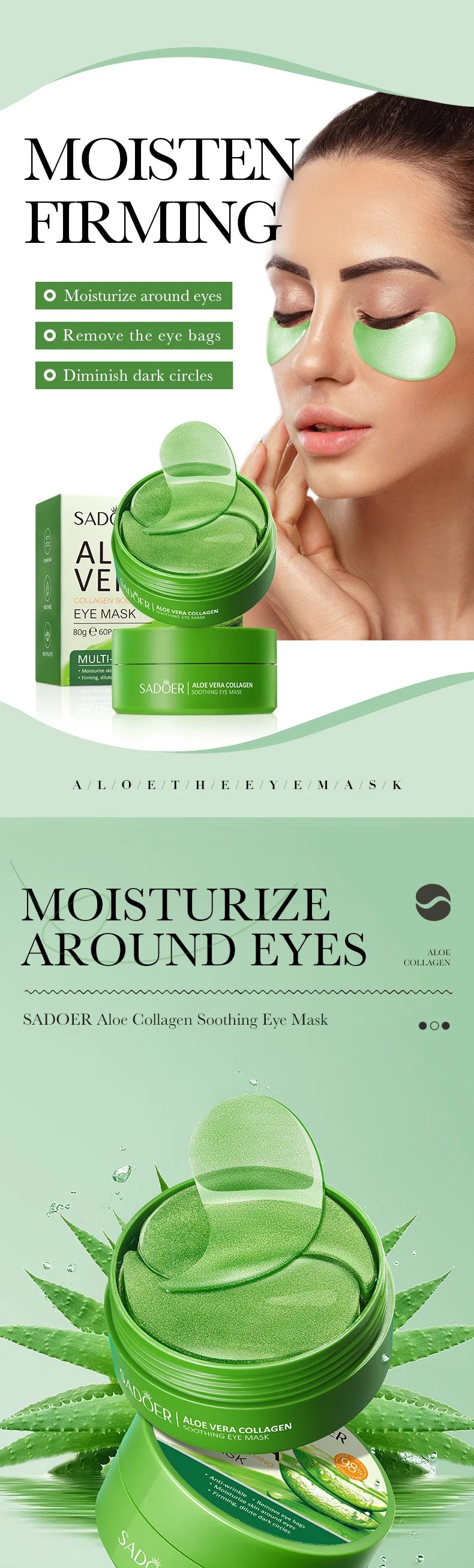 60pcs Aloe Vera Collagen Eye M - Eye Pad Collagen 评论和价格